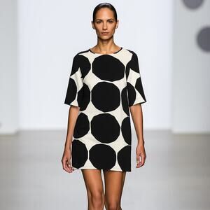 Marimekko Rotko Women's XS Mini Dress large print black beige